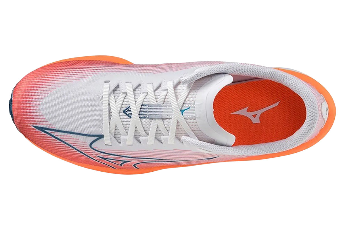 Mizuno Wave Rebellion Flash D White/Blue Ashes/Light Orange Mens #color_white-multi-reds-oranges