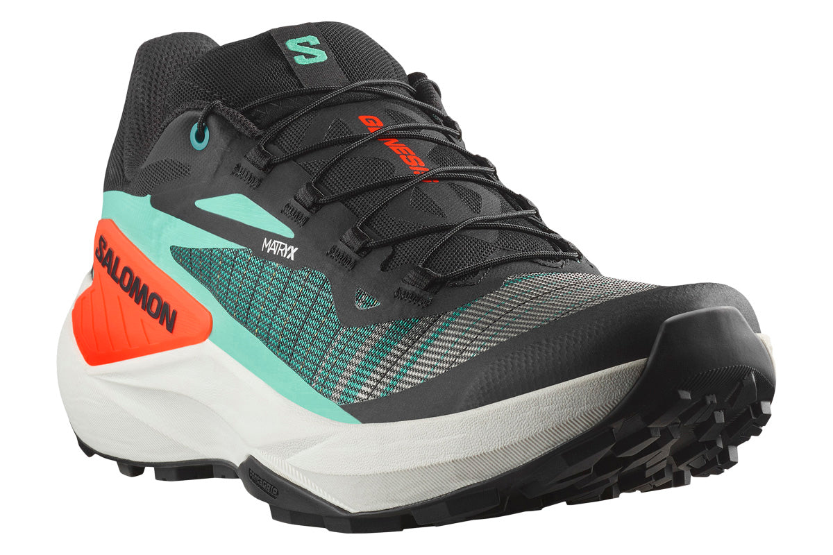 Salomon Genesis D Black/Electric Green/Cherry Tomato Mens #color_green-multi-black