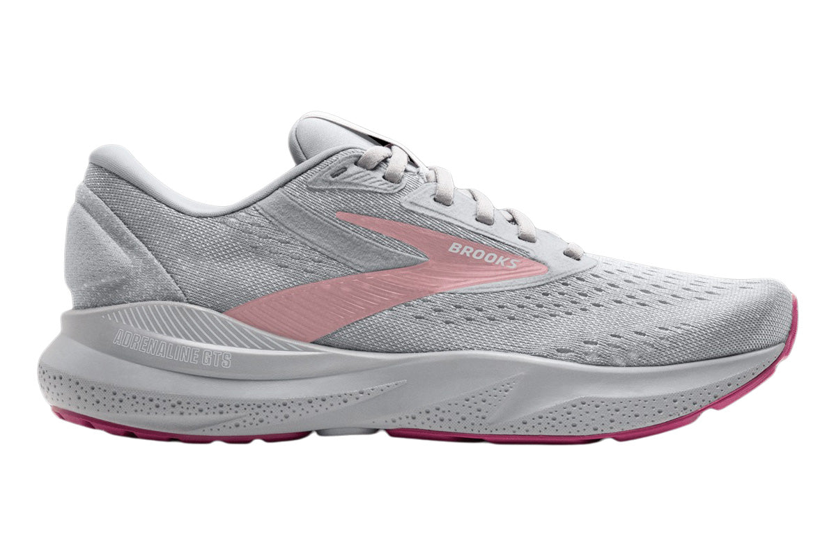 Brooks Adrenaline GTS 24 2E Alloy/White/Zephyr Womens #color_grey-multi-pinks-purples