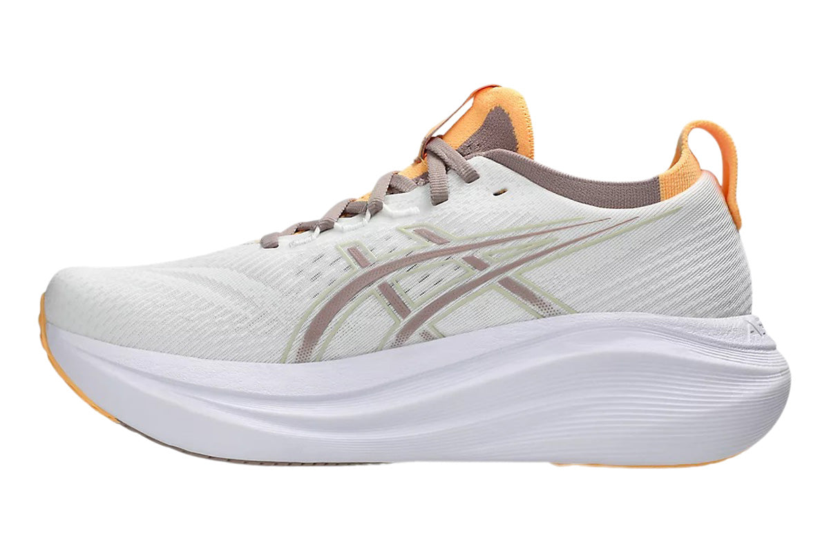 Asics Gel-Nimbus 27 B White/Fawn Womens #color_white-multi-reds-oranges