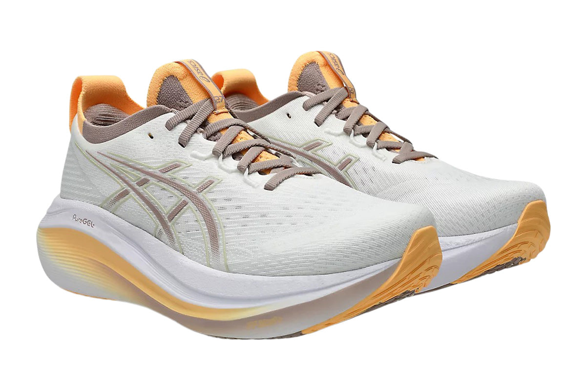 Asics Gel-Nimbus 27 B White/Fawn Womens #color_white-multi-reds-oranges