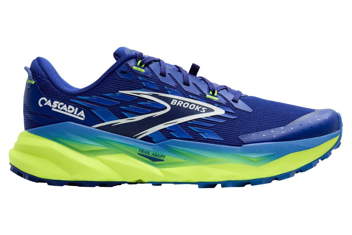 Brooks Cascadia 19 2E Surf the Web/Nightlife/White Mens #color_blue-multi