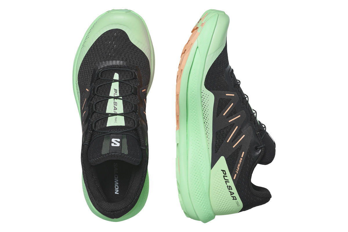 Salomon Pulsar Trail B Black/Green/Cantaloupe Womens #color_black-multi-greens
