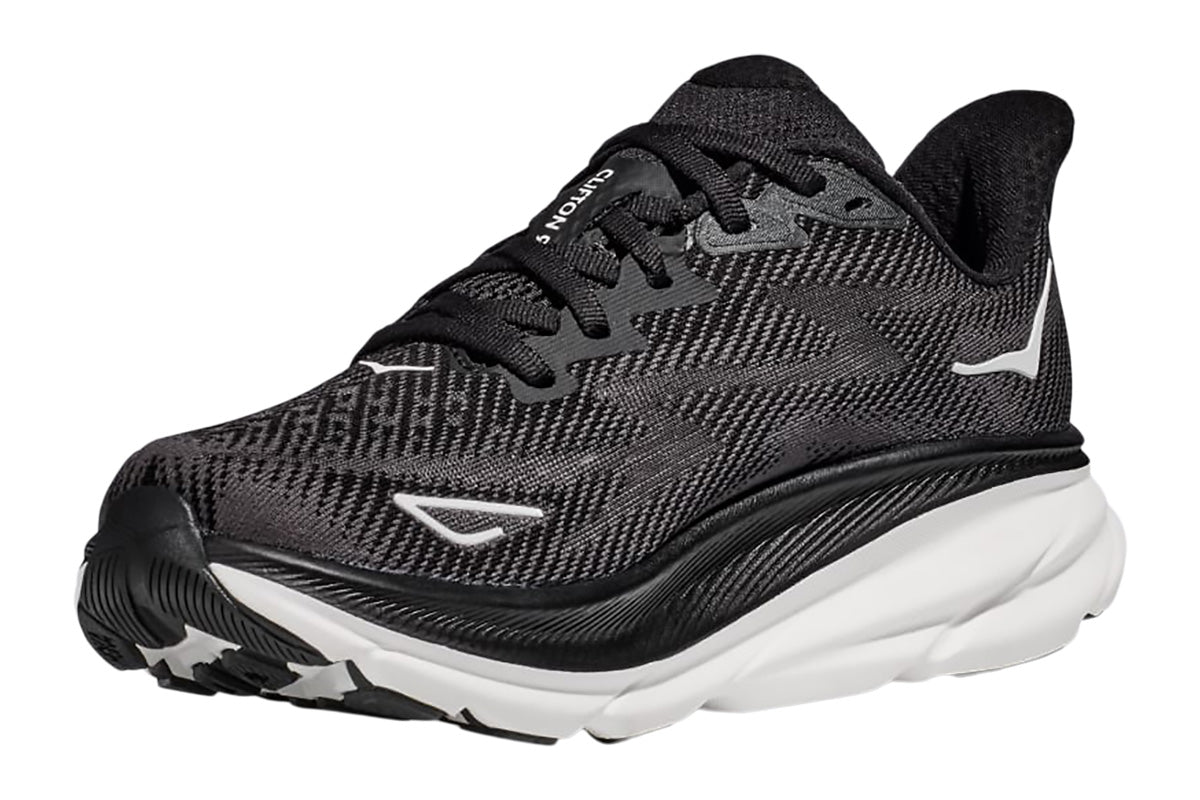 Hoka Clifton 9 B Black/White Womens #color_black-multi-whites