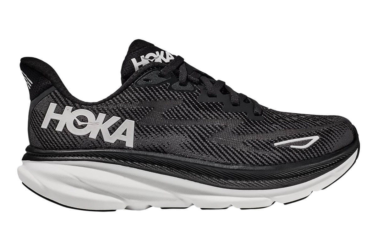 Hoka Clifton 9 B Black/White Womens #color_black-multi-whites