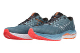 Mizuno Wave Inspire 19 D Provincial Blue/White/Light Orange Mens #color_blue-multi-greys-blues