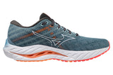 Mizuno Wave Inspire 19 D Provincial Blue/White/Light Orange Mens #color_blue-multi-greys-blues