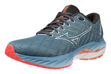 Mizuno Wave Inspire 19 D Provincial Blue/White/Light Orange Mens #color_blue-multi-greys-blues