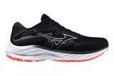 Mizuno Wave Rider 27 D Black/Nickel/Dubarry Womens #color_black-multi-reds-oranges