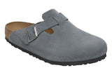 Birkenstock Boston R Soft Footbed Basalt Grey Suede Leather Unisex #color_grey