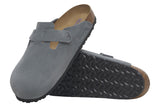 Birkenstock Boston R Soft Footbed Basalt Grey Suede Leather Unisex #color_grey