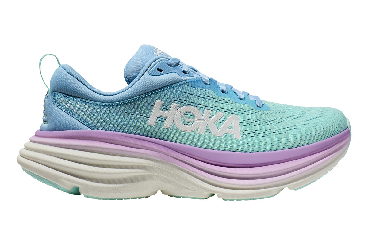 Hoka Bondi 8 D Airy Blue / Sunlit Ocean Womens #color_blue-multi-pinks-purples
